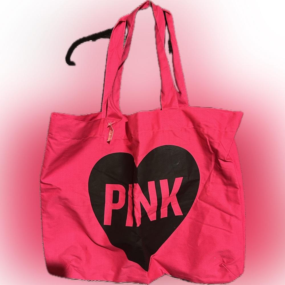 NWT Vintage PINK Victoria's Secret Black Heart Tote